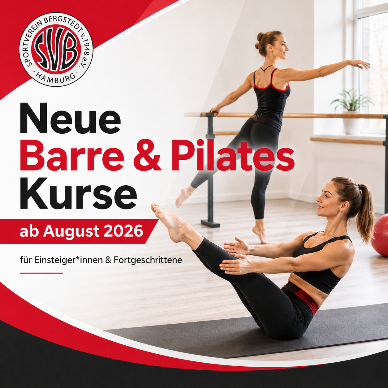 Barre und Pilates Kurse beim SV Bergstedt ab August 2026