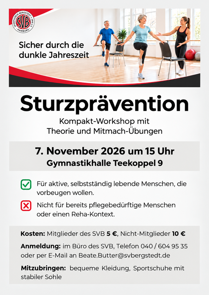 Sturzpräventions-Workshop beim SV Bergstedt – Sicher durch die dunkle Jahreszeit